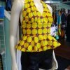 Tidal Cool Flirty Ankara Halter Top With Peplum Made From Yellow Polka Dot African Wax Block Cotton From Ghana