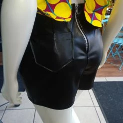 Tidal Cool Flirty Ankara Halter Top With Peplum Made From Yellow Polka Dot African Wax Block Cotton From Ghana