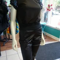 Tidal Cool Tops And Ponchos Black Iridescent Sequin And Knit Pullover Crewneck