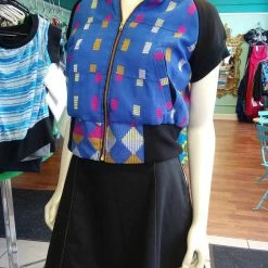 Tidal Cool Sporty Zip Front Shirt In Handwoven Kente Cloth
