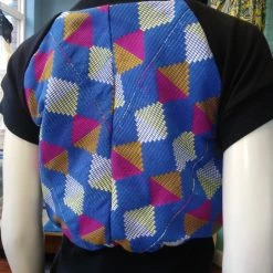 Tidal Cool Sporty Zip Front Shirt In Handwoven Kente Cloth