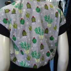 Tidal Cool Raglan Pullover In Grey Cactus Print Jersey Knit With Silver Sleeves Tops And Ponchos