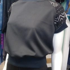 Tidal Cool Mudcloth Raglan Pullover In Black And White Tops And Ponchos