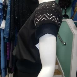 Tidal Cool Mudcloth Raglan Pullover In Black And White Tops And Ponchos