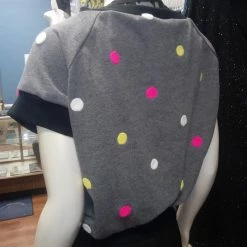 Tidal Cool Tops And Ponchos Raglan Pullover In Grey Polka Dot Knit