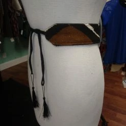 Tidal Cool Reversible Mudcloth And Denim Tassel Belt Belts, Hats And Accessories