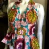 Tidal Cool Flirty African Print Halter Top With Peplum Made From Bright Mutlicolored Ankara