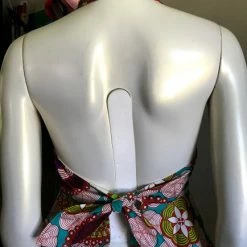 Tidal Cool Flirty African Print Halter Top With Peplum Made From Bright Mutlicolored Ankara