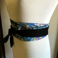 Tidal Cool Reversible Obi Belt In Monet Watercolors Cotton Belts, Hats And Accessories