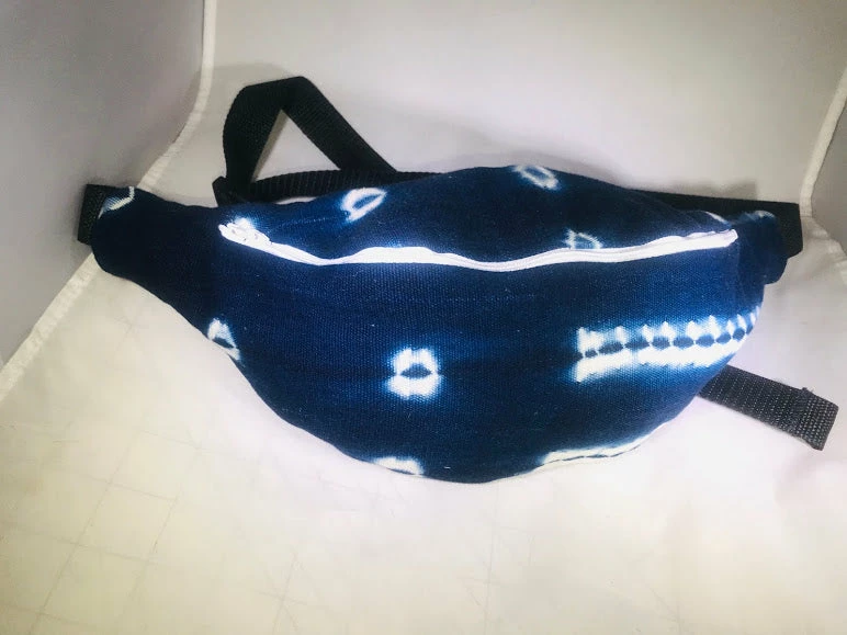 Tidal Cool Belts, Hats And Accessories Hand Dyed African Indigo Hip Bag In Navy And White