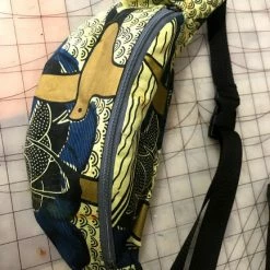 Tidal Cool African Print Hip Bag In Gold And Blue Cotton