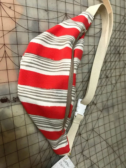 Tidal Cool Hip Bag In Water Resistant Coral And Tan Striped Canvas