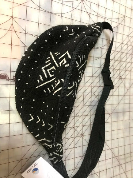 Tidal Cool Mudcloth Hip Bag In Black And White Design Belts, Hats And Accessories