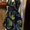 Tidal Cool Dresses Flirty Halter Sundress In Purple And Yellow African Wax Block Cotton
