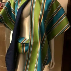 Tidal Cool Hip Bag In Water Resistant Blue And Green Striped Canvas Belts, Hats And Accessories