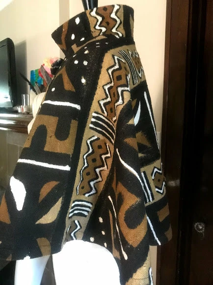 Tidal Cool Capelet In African Mudcloth
