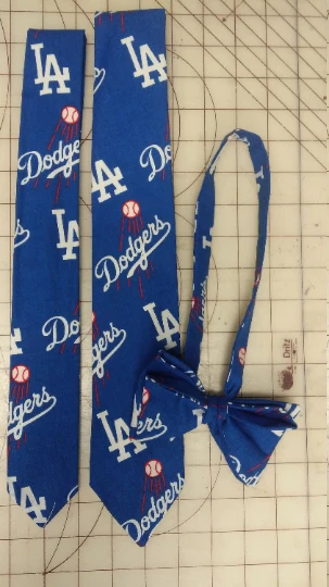 Tidal Cool LA Dodgers MLB Neckties In Bow Tie, Skinny Tie, And Standard Tie Styles, Kids Or Adult Sizes Neckties, Vests, Pocket Squares And Cummerbunds