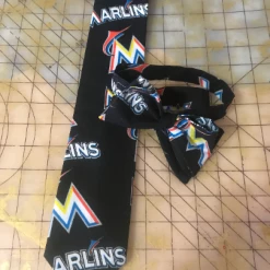 Tidal Cool Florida Marlins MLB Neckties In Bow Tie, Skinny Tie, And Standard Tie Styles, Kids Or Adult Sizes