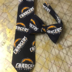 Tidal Cool NFL San Diego Chargers Neckties In Bow Tie, Skinny Tie, And Standard Tie Styles, Kids Or Adult Sizes Neckties, Vests, Pocket Squares And Cummerbunds
