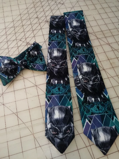 Tidal Cool Neckties, Vests, Pocket Squares And Cummerbunds Black Panther Marvel Comics Neckties In Bow Tie, Skinny Tie, And Standard Tie Styles, Kids Or Adult Sizes