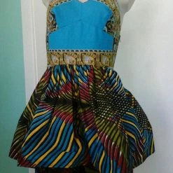 Tidal Cool Dresses Halter Neck Sundress In Rich Dashiki And Feather African Ankara Prints