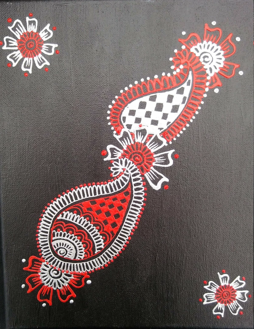 Tidal Cool Acrylic On Canvas Henna Painting Henna Art And Decor