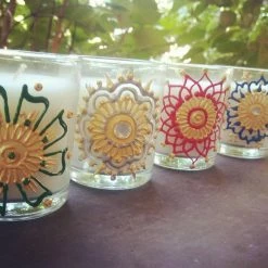 Tidal Cool Mini Votive Candles W/ Hand-Painted Henna Designs Henna Art And Decor