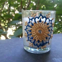Tidal Cool Mini Votive Candles W/ Hand-Painted Henna Designs Henna Art And Decor