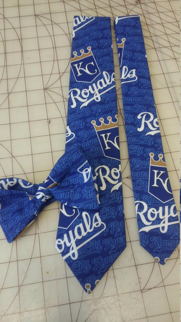 Tidal Cool MLB Kansas City Royals Neckties In Bow Tie, Skinny Tie, And Standard Tie Styles, Kids Or Adult Sizes
