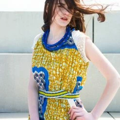 Tidal Cool Vlisco Ankara Dress In African Wax Block Cotton