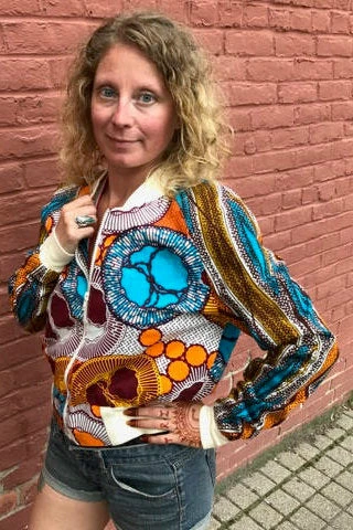Tidal Cool Bomber Jackets African Wax Block Cotton Reversible Unisex Bomber Jacket Made From GTP Ankara Fabric From Ghana