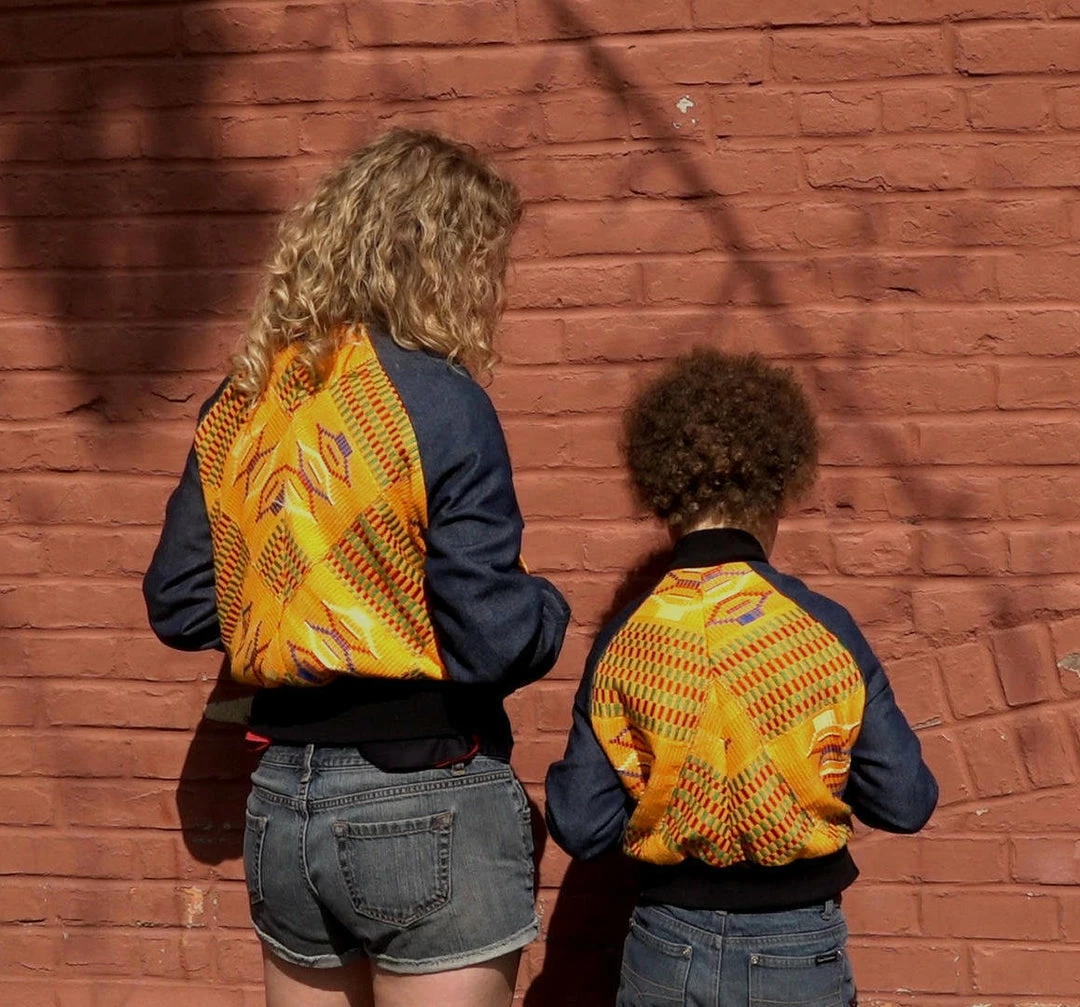 Tidal Cool African Kente Cloth Reversible Unisex Bomber Jacket