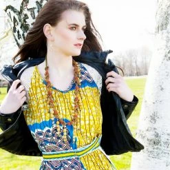 Tidal Cool Vlisco Ankara Dress In African Wax Block Cotton