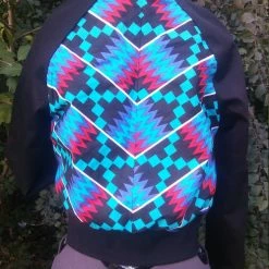 Tidal Cool African Kente Print Cotton Unisex Bomber Jacket, Reversible