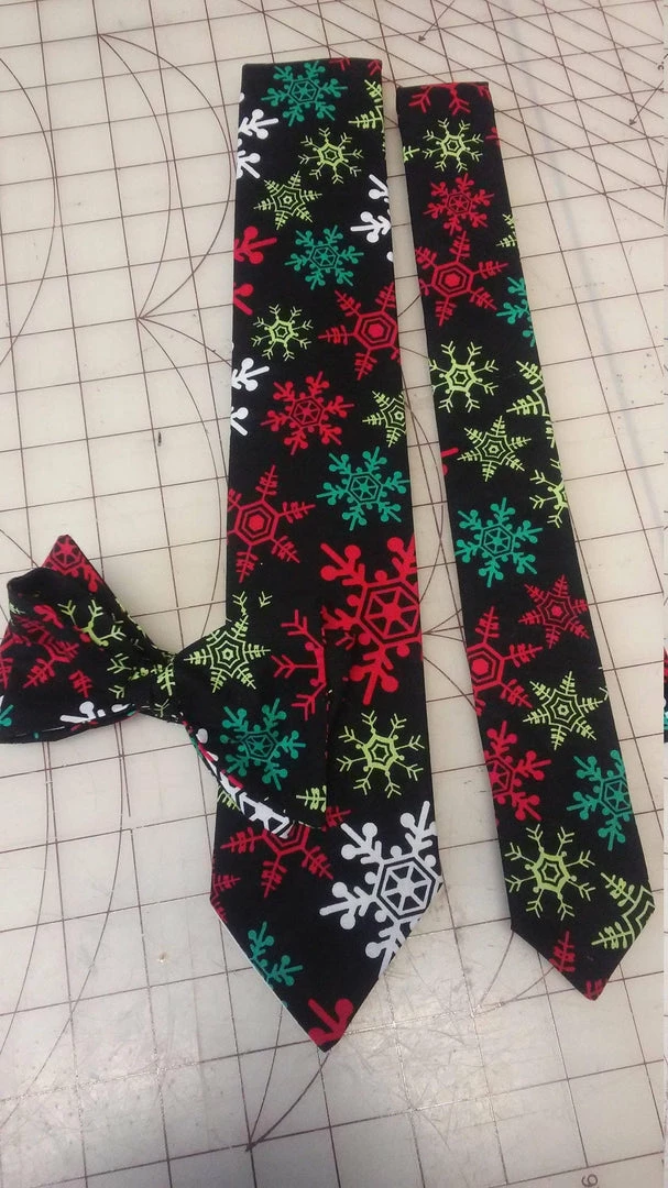 Tidal Cool Multicolored Snowflake Christmas Neckties In Bow Tie, Skinny Tie, And Standard Tie Styles, Kids Or Adult Sizes Neckties, Vests, Pocket Squares And Cummerbunds