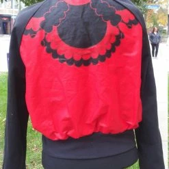 Tidal Cool African Wax Block Cotton Reversible Unisex Bomber Jacket Made From Red And Black Ankara Fabric From Ghana