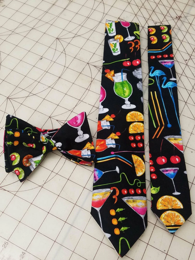 Tidal Cool Cocktail Neckties In Bow Tie, Skinny Tie, And Standard Tie Styles, Kids Or Adult Sizes Neckties, Vests, Pocket Squares And Cummerbunds