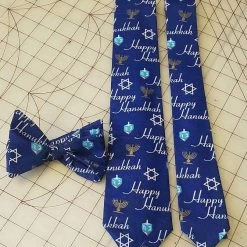 Tidal Cool Happy Hanukkah Neckties In Bow Tie, Skinny Tie, And Standard Tie Styles, Kids Or Adult Sizes