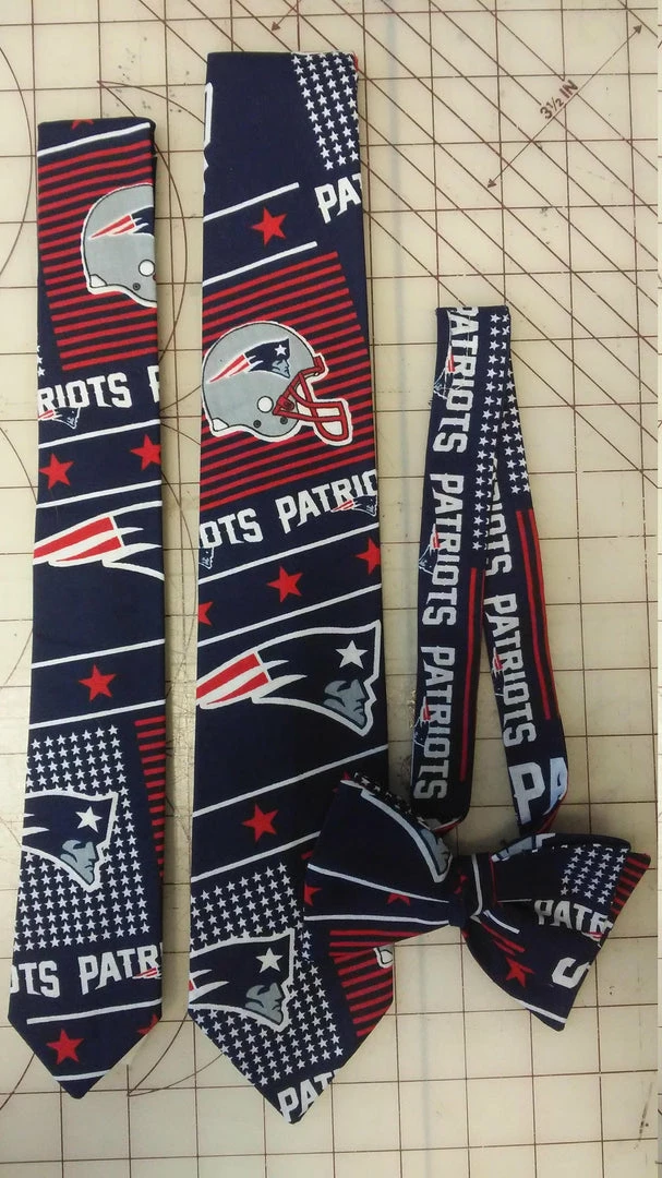 Tidal Cool New England Patriots NFL Neckties In Bow Tie, Skinny Tie, And Standard Tie Styles, Kids Or Adult Sizes Neckties, Vests, Pocket Squares And Cummerbunds