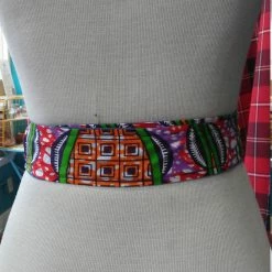 Tidal Cool Reversible Ankara Obi Belt In African Wax Block Vlisco Cotton And Denim
