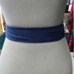 Tidal Cool Reversible Ankara Obi Belt In African Wax Block Vlisco Cotton And Denim