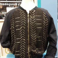 Tidal Cool African Mud Cloth Reversible Unisex Bomber Jacket Bomber Jackets