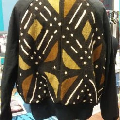 Tidal Cool African Mud Cloth Reversible Unisex Bomber Jacket Bomber Jackets