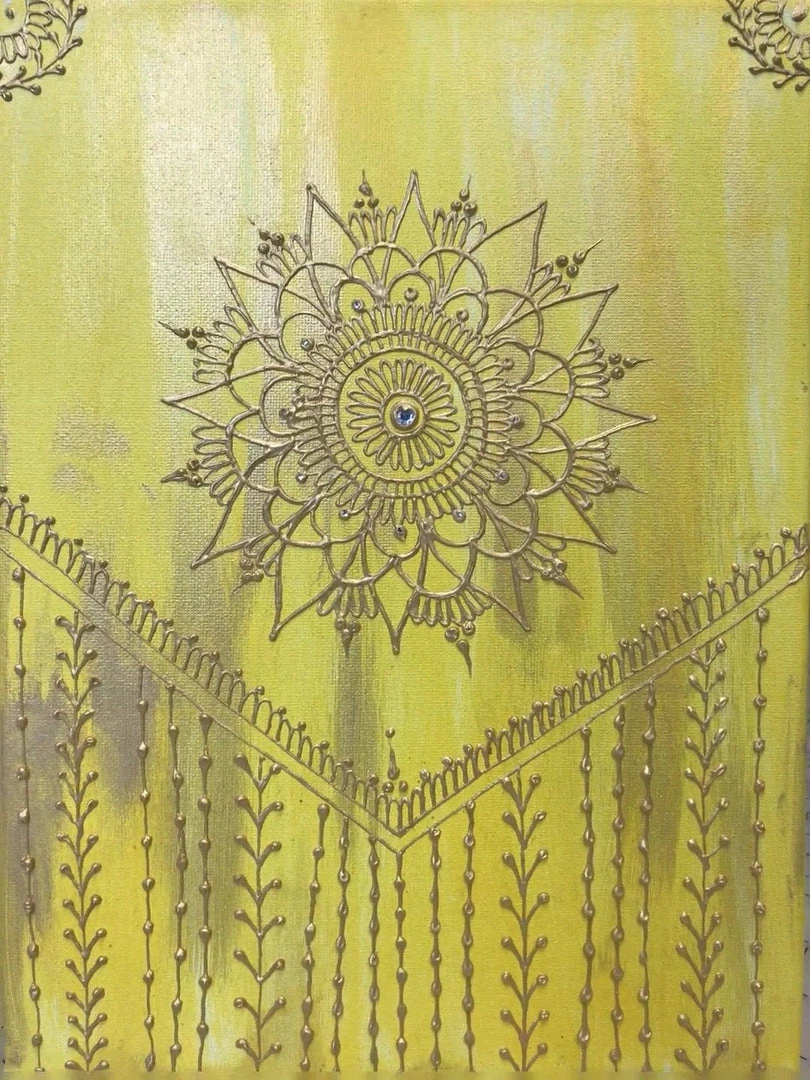 Tidal Cool Acrylic On Canvas Henna Painting
