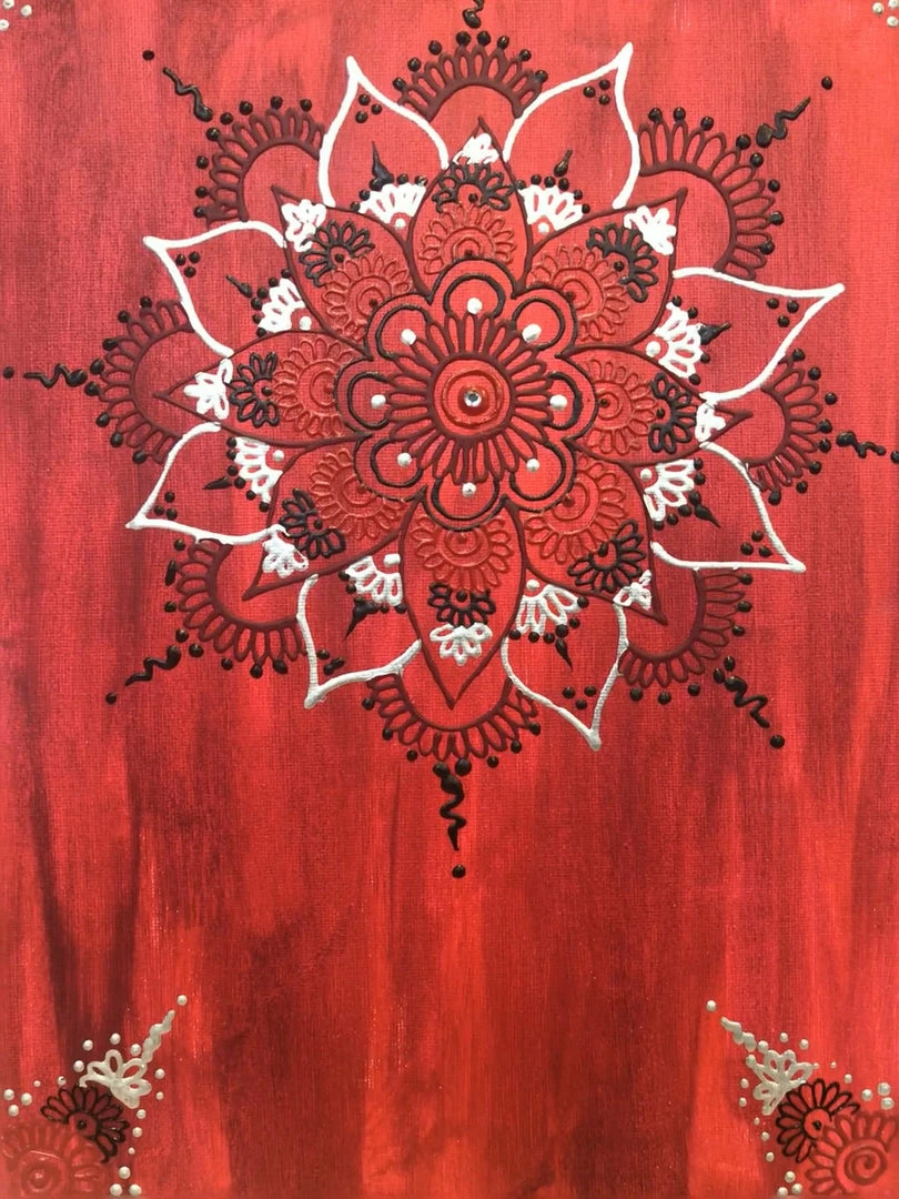 Tidal Cool Acrylic On Canvas Henna Painting