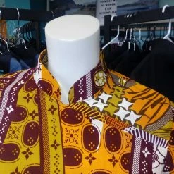 Tidal Cool Ankara Dress With Mandarin Neckline Made From African Wax Block Cotton