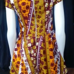 Tidal Cool Ankara Dress With Mandarin Neckline Made From African Wax Block Cotton