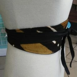 Tidal Cool Reversible Mudcloth And Denim Obi Belt