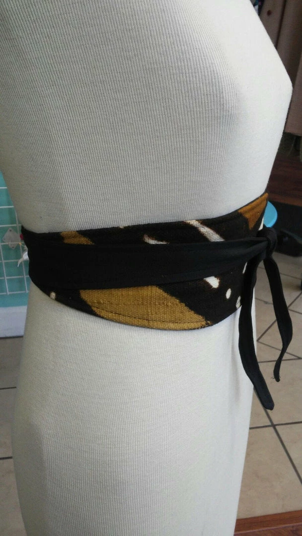 Tidal Cool Reversible Mudcloth And Denim Obi Belt