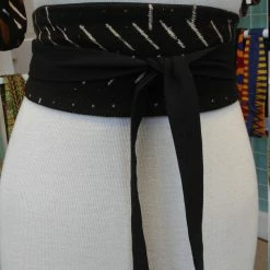 Tidal Cool Reversible Mudcloth And Denim Obi Belt